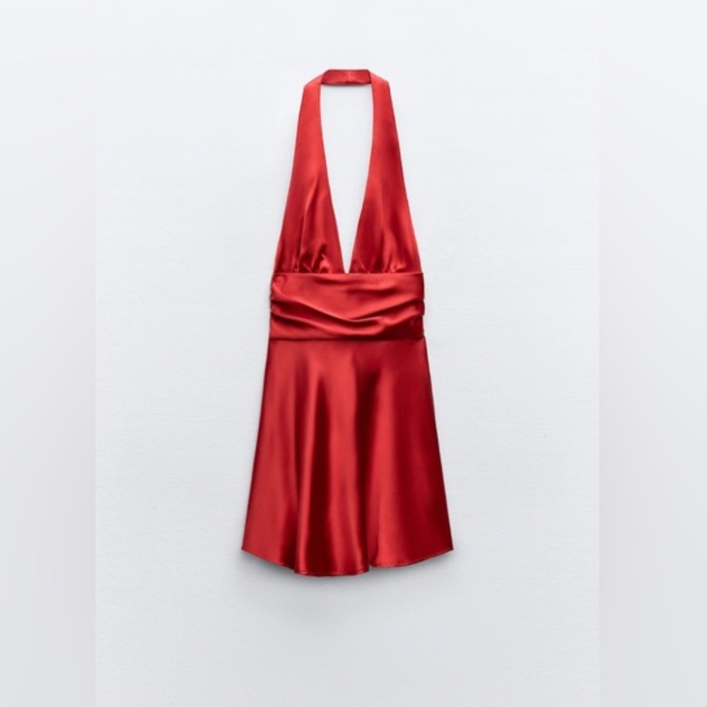 NWOT ZARA satin halter dress - Picture 6 of 7